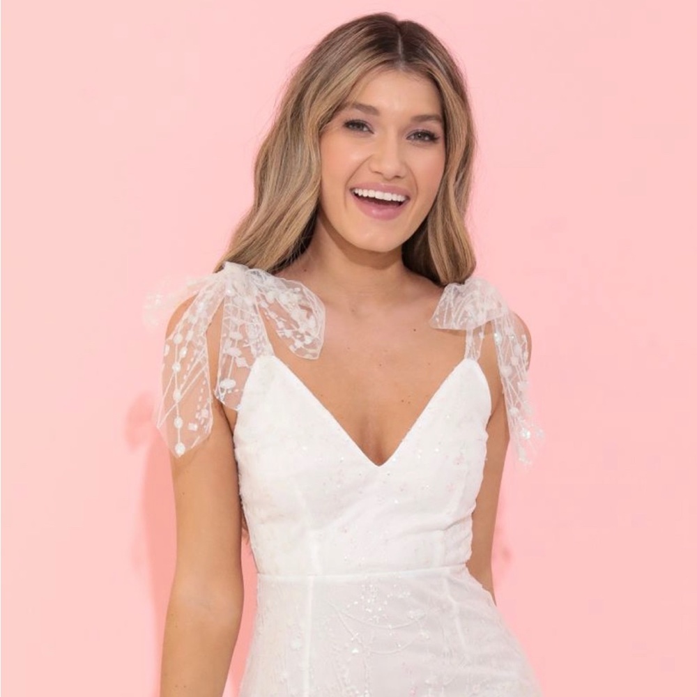 Tia A Line dress - white sequin